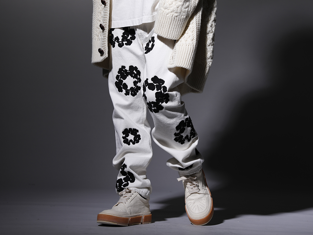 DENIM TEARS / GUIDI 2022-23AW - Iconic denim pants that symbolize the brand - DT-S22-0000-012(COTTON WREATH Chainstitch Jean White - 501-500-30) GJ02-CO00T(Laced Up Boots - Horse Full Grain Leather - GJ02 CO00T) - 3-001