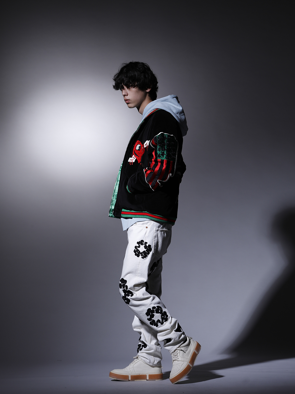 SAINT M×××××× / DENIM TEARS / GUIDI 2022-23AW - Reversible, 2-way style that creates two different atmospheres. - SM-S22-0000-059(DENIM TEARS × ©SAINT M×××××× SAINT TEARS Reversible Sukajyan) SM-A22-0000-022(HOLY RELICS FELT Hoodie) DT-S22-0000-012(COTTON WREATH Chainstitch Jean White - 501-500-30) GJ02-CO00T(Laced Up Boots - Horse Full Grain Leather - GJ02 CO00T) - 1-003