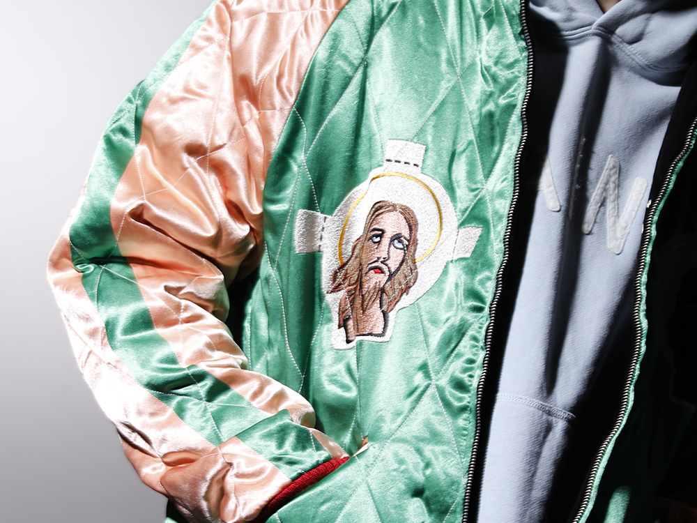 SAINT M×××××× 2022-23AW - A Satin Jacket that can be enjoyed in two ways: in black, or in bright green and pink. - SM-S22-0000-059(DENIM TEARS × ©SAINT M×××××× SAINT TEARS Reversible Sukajyan) - 2-010