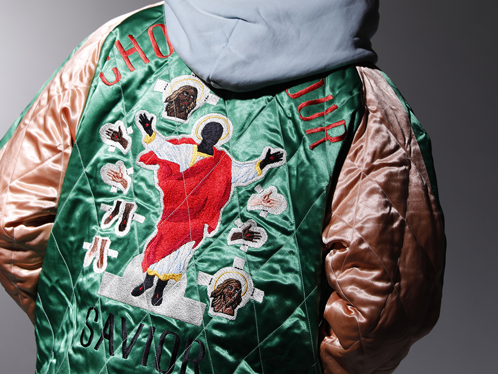 SAINT M×××××× 2022-23AW - A Satin Jacket that can be enjoyed in two ways: in black, or in bright green and pink. - SM-S22-0000-059(DENIM TEARS × ©SAINT M×××××× SAINT TEARS Reversible Sukajyan) - 2-011