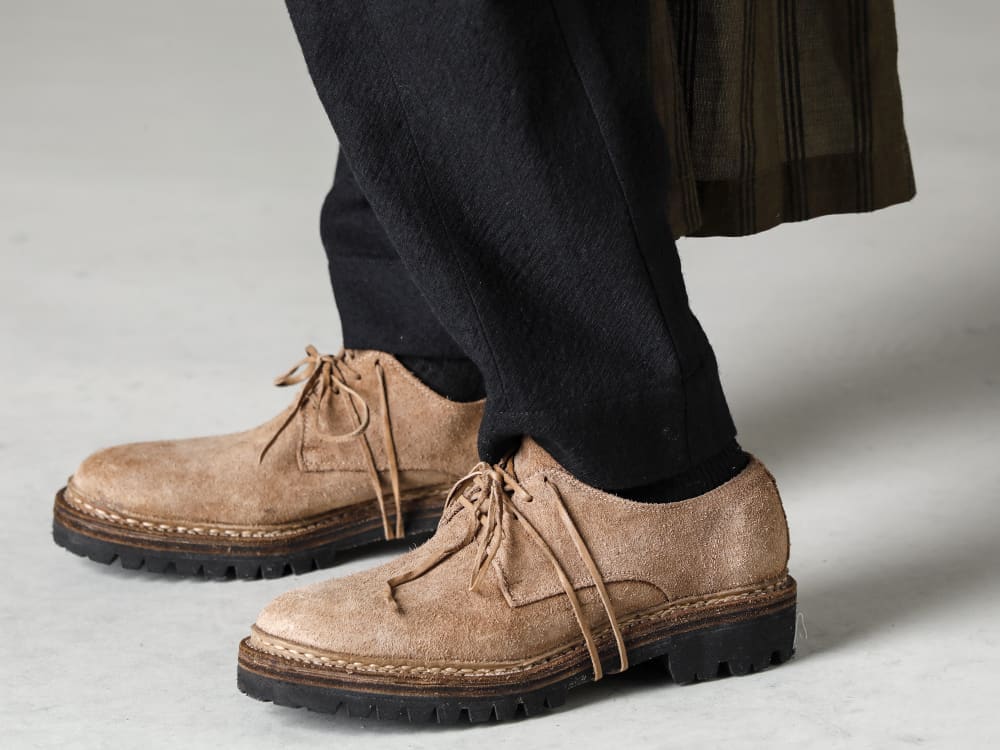 ZIGGY CHEN 22-23AW Simple trousers that are versatile because of their simplicity -  0M2230512-Horizontal seam tapered cut trousers- M6261-Belt Loop Fine - 792V_N-CO93T-Classic Derby rubber sole Norvegese - Horse full-grain leather - 792V_N CO93T 3-005