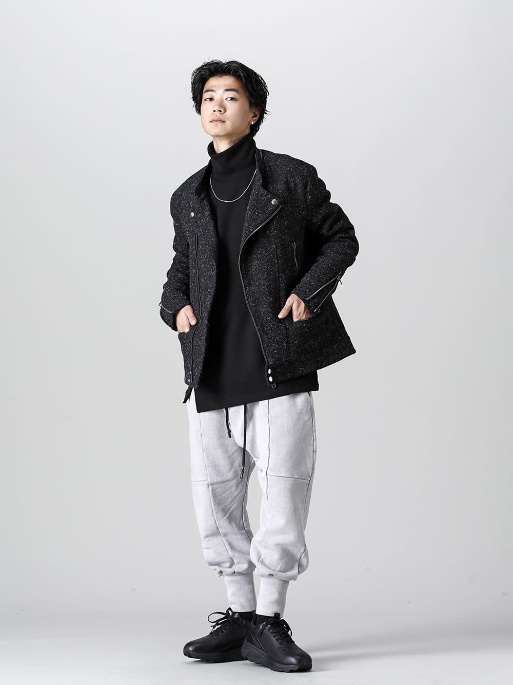 RIPVANWINKLE 2022-23AW 見出し4 - RB-450 Wool Boa Riders - RB-431-Ice-Gray Solid Jersey Ice Gray - SCV186C016 Black Night Run light Black Black  4-001