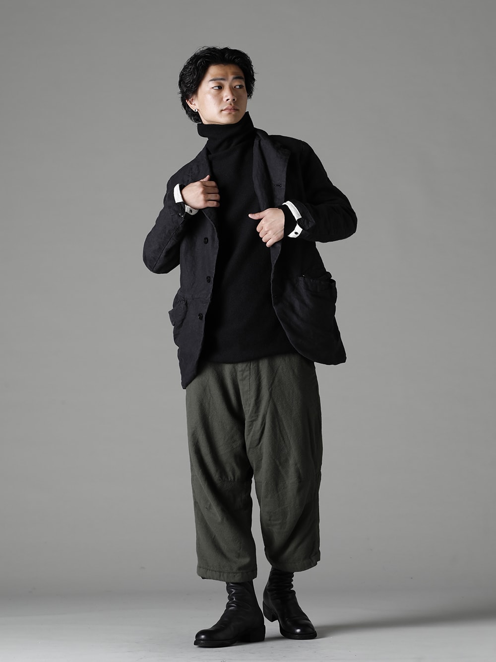 GARMENT REPRODUCTION OF WORKERS(ガーメント リプロダクション オブ ワーカース) 22-23AW(秋冬) アーサー パンツ ウール ブラック & オリーブ 4-001