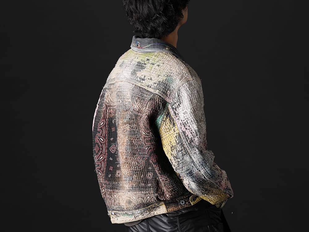 プロレタ リ アート 2022-23AW - マルチカラーで仕上げた迫力ある1着 - UROBOROS-DENIM-JACKET-MULCH-XL-22-23AW(デニムジャケット 2nd タイプ ビーズ付き) - 2-004