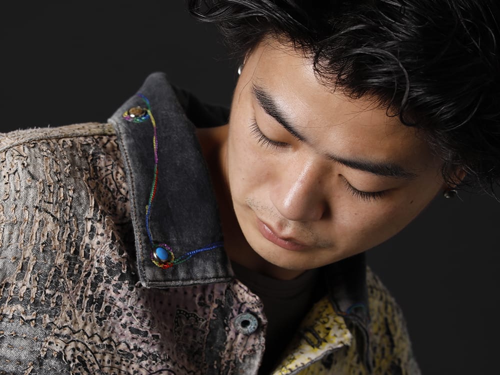 プロレタ リ アート 2022-23AW - マルチカラーで仕上げた迫力ある1着 - UROBOROS-DENIM-JACKET-MULCH-XL-22-23AW(デニムジャケット 2nd タイプ ビーズ付き) - 2-010