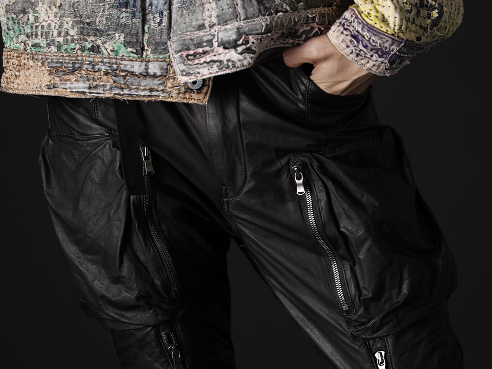 ザ ヴィリジアン 2022-23AW - レザーの光沢感にジップのアクセントを加えた下半身 - VI-3505-04(ゴートレザー リブパンツ) - 3-005