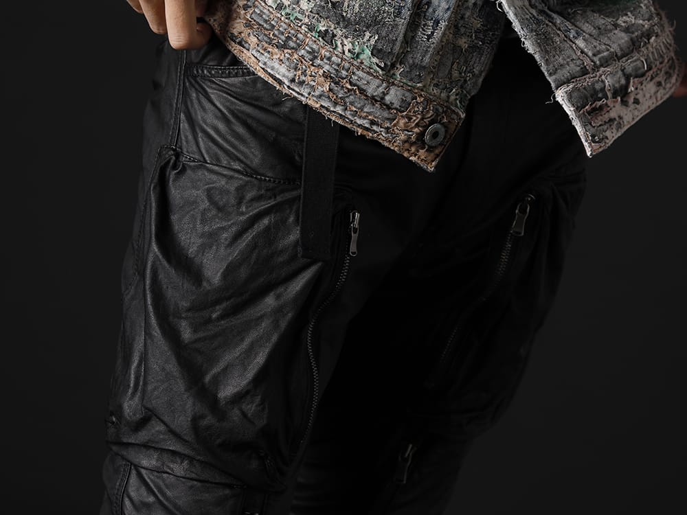 ザ ヴィリジアン 2022-23AW - レザーの光沢感にジップのアクセントを加えた下半身 - VI-3505-04(ゴートレザー リブパンツ) - 3-006