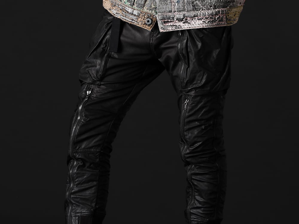 ザ ヴィリジアン 2022-23AW - レザーの光沢感にジップのアクセントを加えた下半身 - VI-3505-04(ゴートレザー リブパンツ) - 3-007