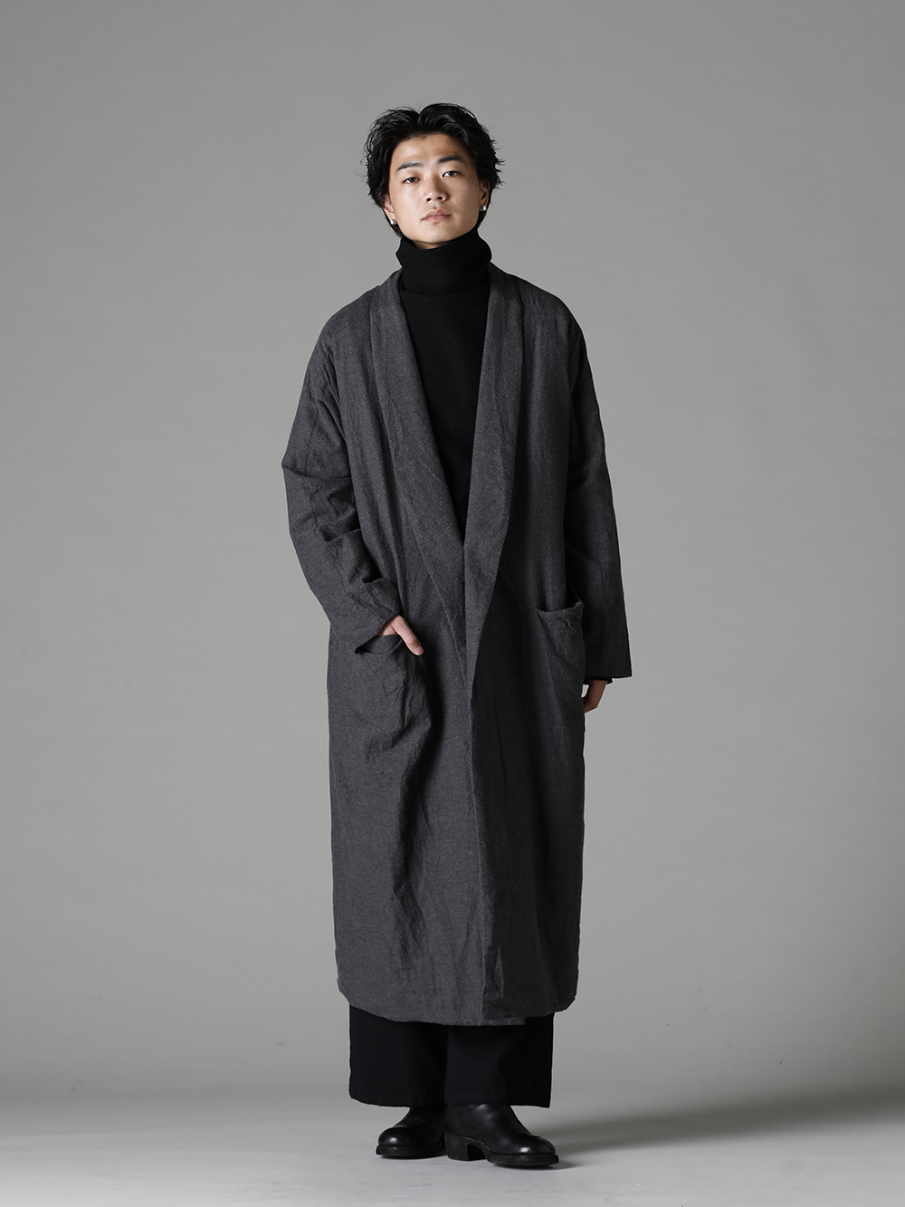 GARMENT REPRODUCTION OF WORKERS 22-23AW  A practical lightweight coat. - Berger-Coat-Shawl-Collar-Nel-Black Berger Coat Shawl Collar Nel Black - Bretagne-pants-Long-Wool-Black Bretagne pants Long Wool Black - 788Z_H Back Zip Boots Double Sole - Horse Full Grain Leather 1-003