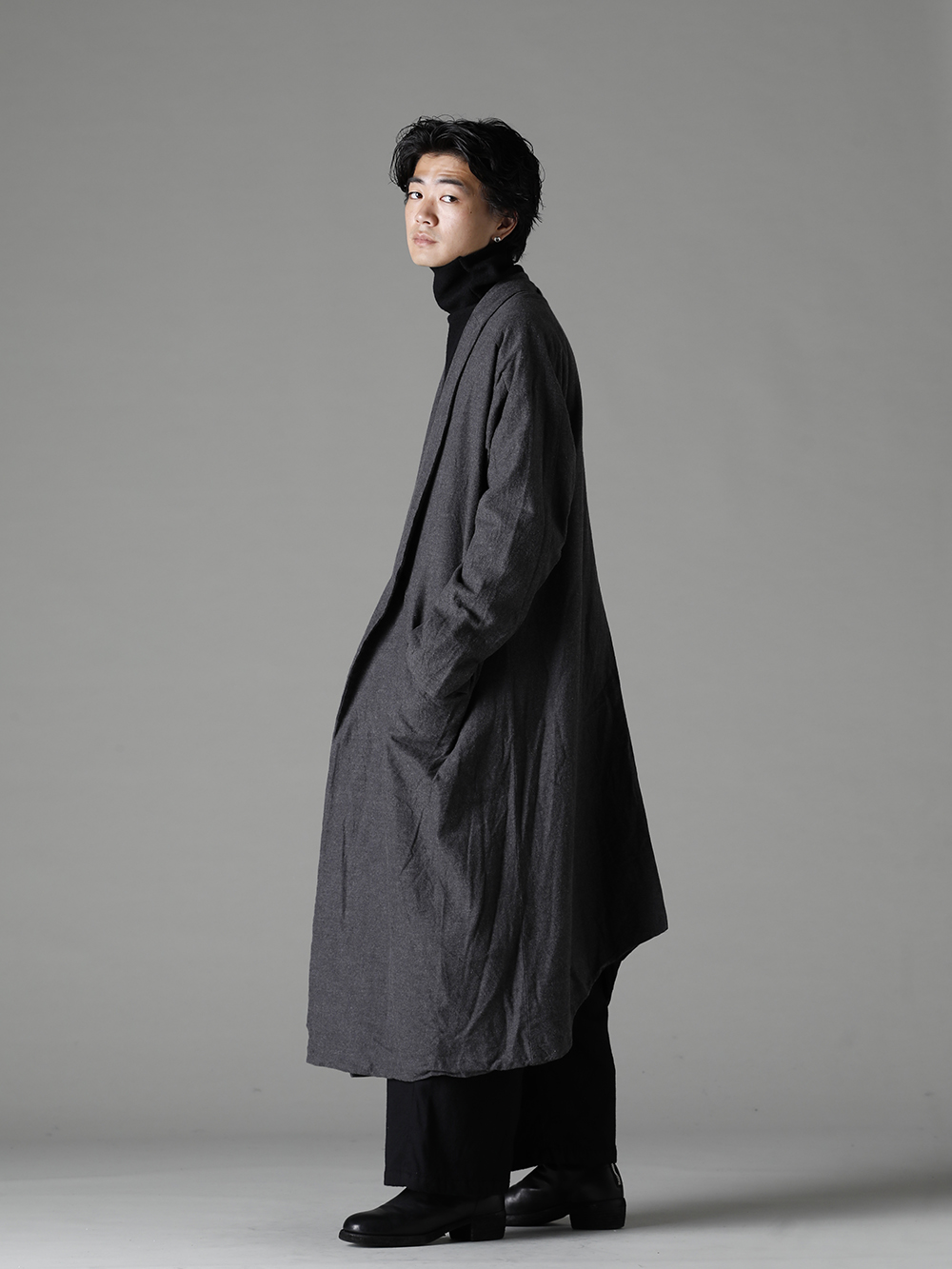 GARMENT REPRODUCTION OF WORKERS 22-23AW  A practical lightweight coat. - Berger-Coat-Shawl-Collar-Nel-Black Berger Coat Shawl Collar Nel Black - Bretagne-pants-Long-Wool-Black Bretagne pants Long Wool Black - 788Z_H Back Zip Boots Double Sole - Horse Full Grain Leather 1-002