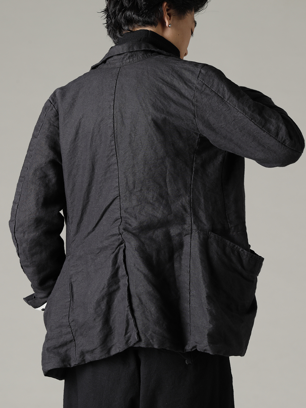 GARMENT REPRODUCTION OF WORKERS(ガーメント リプロダクション オブ ワーカース) 22-23AW(秋冬) 裏地を見せた程良い着こなしのアクセント - Vincent-Jacket-Washi-Black ビンセント ジャケット 和紙 ブラック - TTC-swcm-blk コットンボトルネック ブラック 3-004