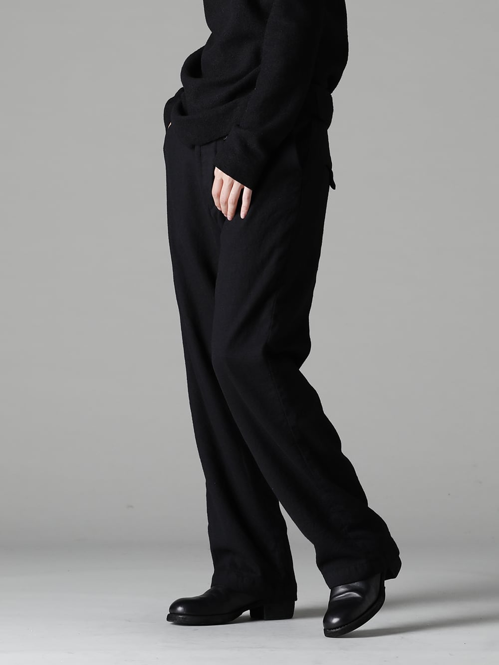 GARMENT REPRODUCTION OF WORKERS 22-23AW   The classic item as a base for everyday fashion. - TTW-wn Wool Bottle Neck Knit Black - Farmers-Trousers-Wool-Black Farmers Trousers Wool Black - 788Z_H Back Zip Boots Double Sole - Horse Full Grain Leather 1-001