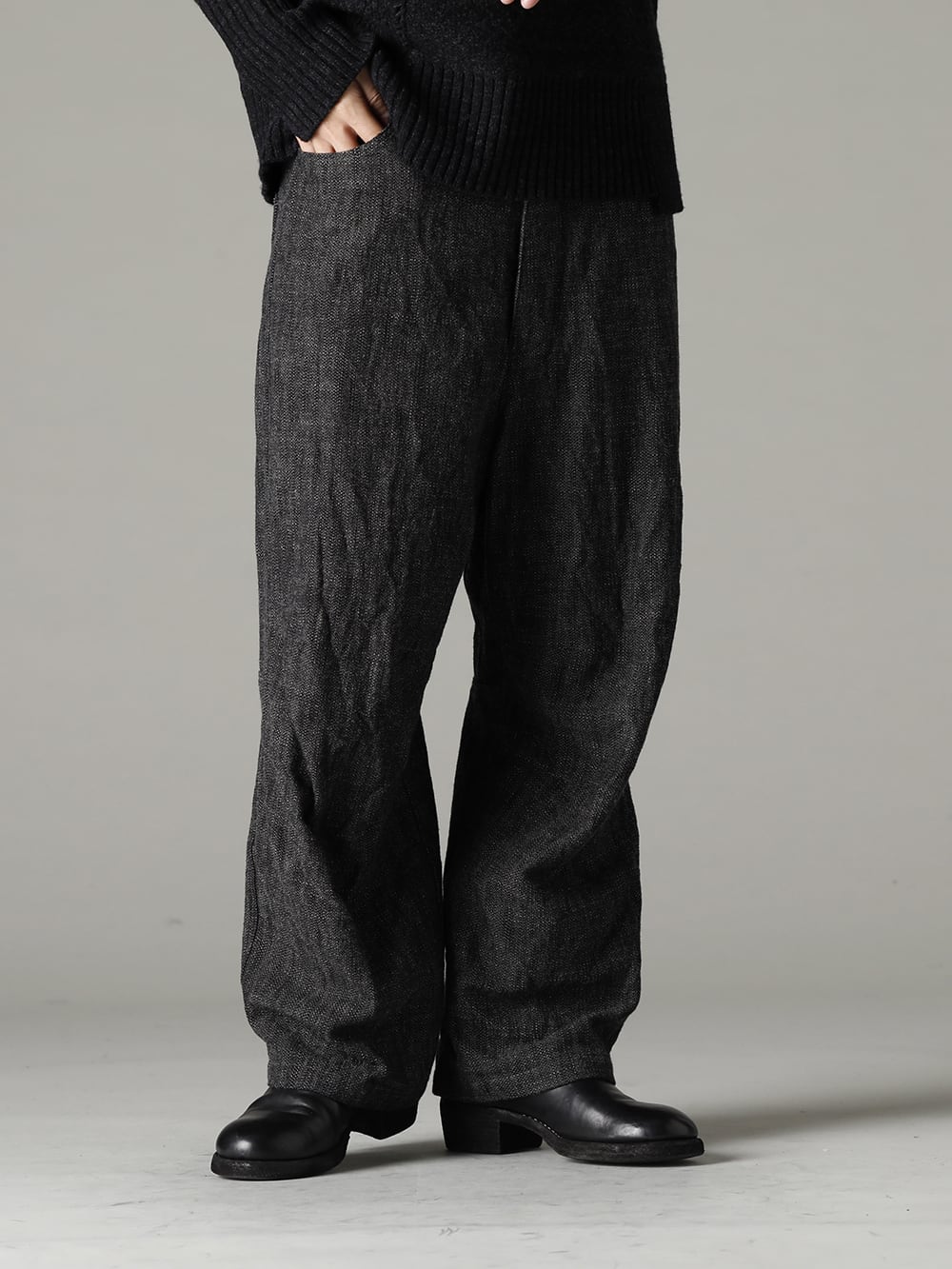 KLASICA(クラシカ) 22-23AW(秋冬) ハリと丸みあるシルエットがニットとマッチ - UP026-354G バギー 5 ポケット パンツ - 788Z_H バックジップブーツ ダブルソール - ホース フルグレイン レザー 3-001