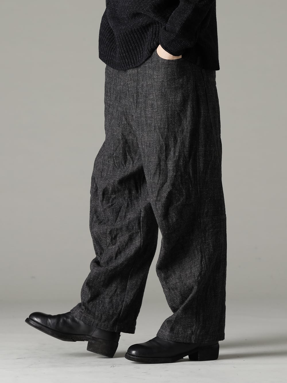 KLASICA(クラシカ) 22-23AW(秋冬) ハリと丸みあるシルエットがニットとマッチ - UP026-354G バギー 5 ポケット パンツ - 788Z_H バックジップブーツ ダブルソール - ホース フルグレイン レザー 3-003