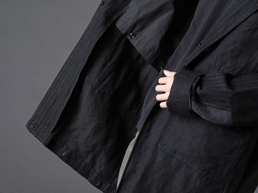 The Viridi-anne 2022-23AW Jacket that can be worn 2 ways.  - VI-3516-06 Wool / Linen Combination Jacket - VI-3542-01-Black Nylon Spandex Jersey Turtleneck L/S Black 2-002