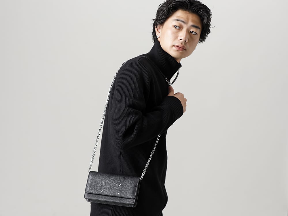 Maison Margiela 2022-23AW Just the right size and design for daily use! - SA3UI0008 Large Chain Wallet - SI1HA0013-Black Driver's Zip Up Knit Black 3-002