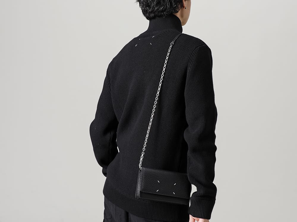 Maison Margiela 2022-23AW Just the right size and design for daily use! - SA3UI0008 Large Chain Wallet - SI1HA0013-Black Driver's Zip Up Knit Black 3-003