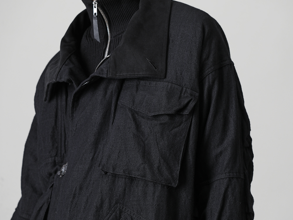 The Viridi-anne - ザ ヴィリジアン 22-23AW 見出し3 - VI-3510-06-Wool / Linen Coat - SI1HA0013-Driver's Zip Up Knit Black 3-002