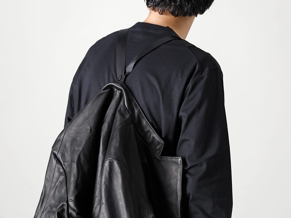 RIPVANWINKLE - リップヴァンウィンクル 2022-23AW 見出し2  - CVJ-0004 レザー ライダース ジャケット - RB-402-Black クロスジャージー L/S ブラック 2-007