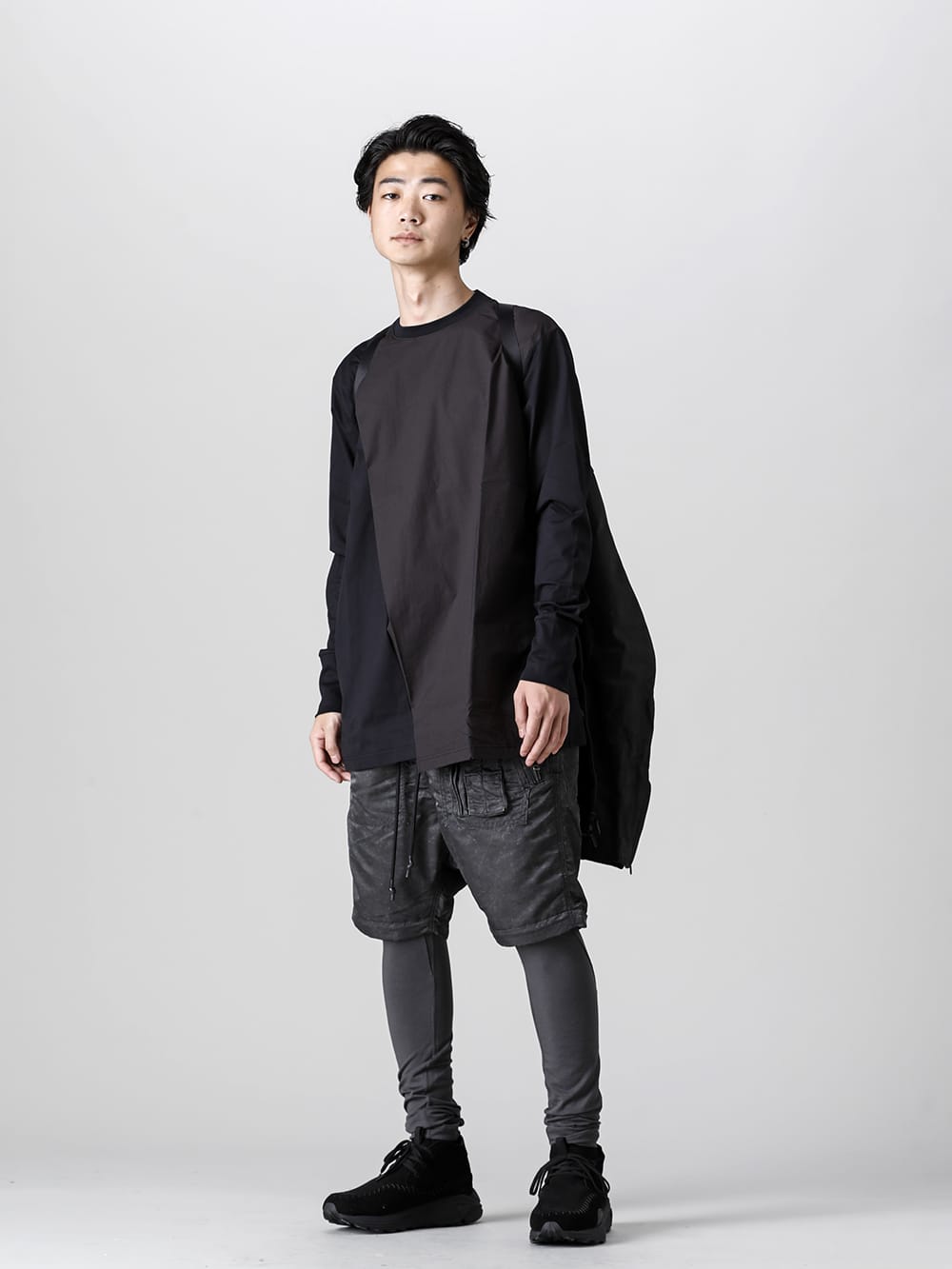 RIPVANWINKLE - リップヴァンウィンクル 2022-23AW 見出し4 - CVJ-0004 レザー ライダース ジャケット - RB-420-C.Gray モダール ジャージー レギンス C.グレー2 - SCV186C018-Balck ツイストチャッカ ライト Black  4-001