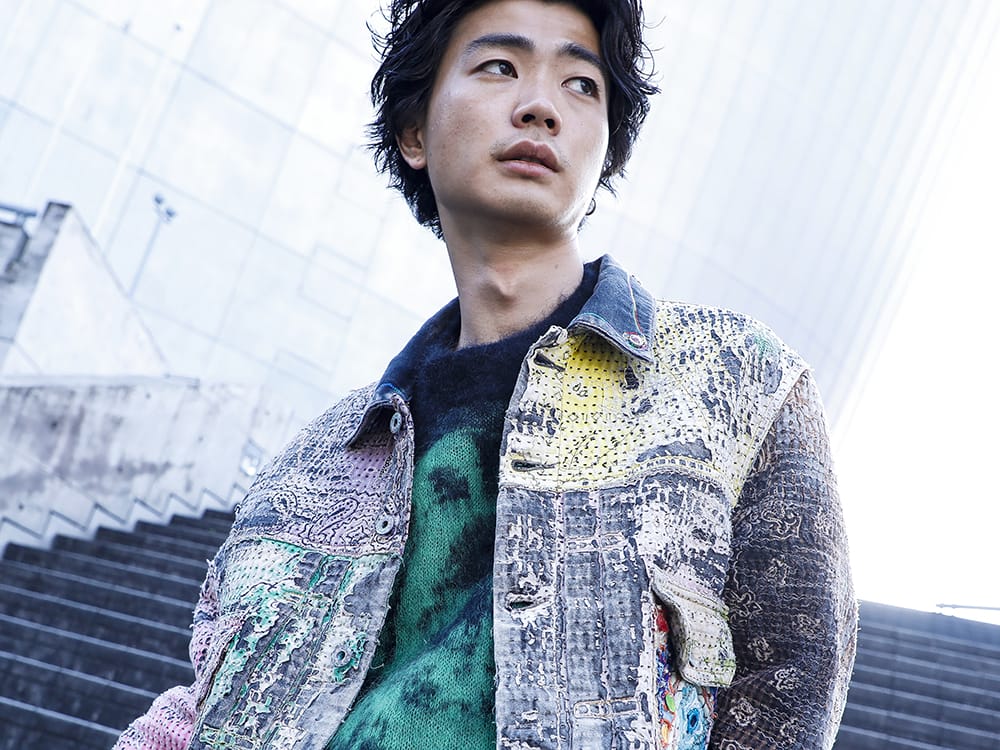 プロレタ リ アート 2022-23AW - 貴重なヴィンテージジャケットの2ndタイプを使用し現代のファッションにアップサイクルされたデニムジャケット。 - UROBOROS-DENIM-JACKET-MULCH-XL-22-23AW(デニムジャケット 2nd タイプ ビーズ付き) - 2-003