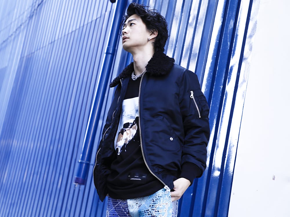 PHENOMENON / JULIUS / TAKAHIROMIYASHITATheSoloist. 2022-23AW - Jacket filled with the brand's commitment - ILLJK22A-007-black(Cross Flight Jacket Black) 807CPM2-Black(Cotton Jersey Drape SS T-Shirts Black) sa.0024AW22(Quadruple glass beads with ball chain necklace) - 2-002