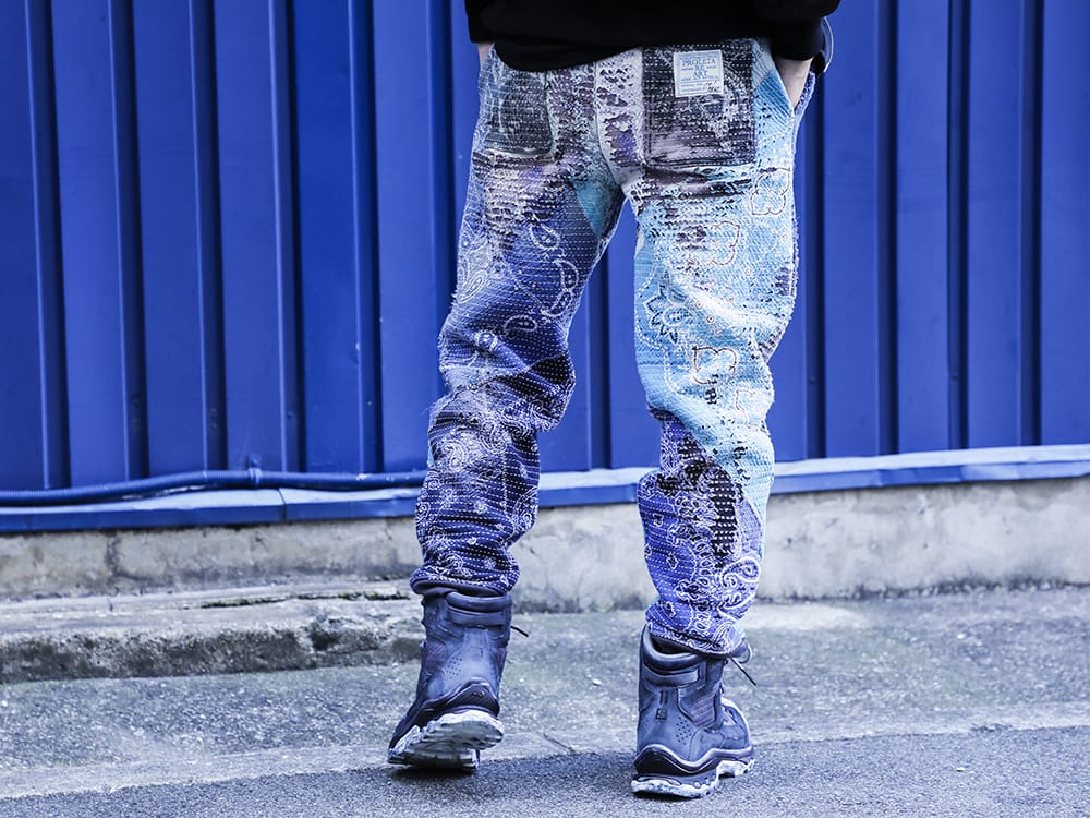 PROLETA RE ART / 11 by Boris Bidjan Saberi 2022-23AW - Pants with impact and distincitve processing - UROBOROS-SWEAT-PANTS-IND-TURQ-M-21-22AW(UROBOROS SWEAT PANTS INDIGO × TURQUOISE) BOOT2-GTX-BLACK-DYE-001(BOOTS2-GTX-BLACK-DYE-001) - 3-004