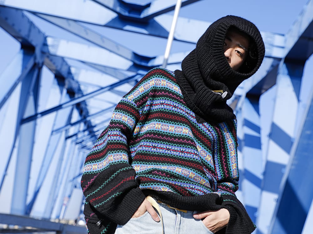 TAKAHIROMIYASHITATheSoloist. 2022-23AW - Oversized knitwear with a brand-like feel - sk.0004AW22(Double zip balloon shaped fair isle pattern sweater) sk.0003AW22-Black(aran pattern balaclava Black) - 2-001