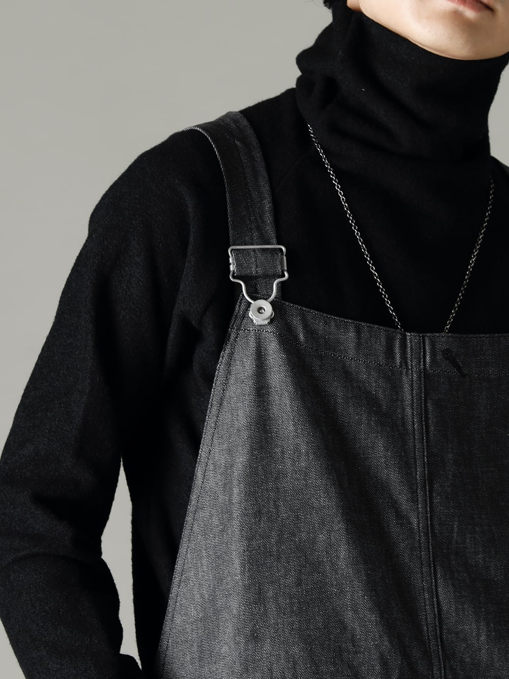 KLASICA(クラシカ) 22-23AW(秋冬) スタイリング カリフォルニアでゴールドハンターの要望に応え誕生したパンツ - 22C-78OVA-MB クロッチ オーバーオール - 10oz ブラック デニム TI-WKP-black イタリアン ウール ブレンド クルーネック ニット ブラック RH-PK-006-Black イージリーバーン ラビット ファー フェルト ロング ハット ブラックEB Derby-W-Hidden-Laces-Kangaroo-Black W. ヒドゥン レース ダービーシューズ カンガルー ブラック 1-003