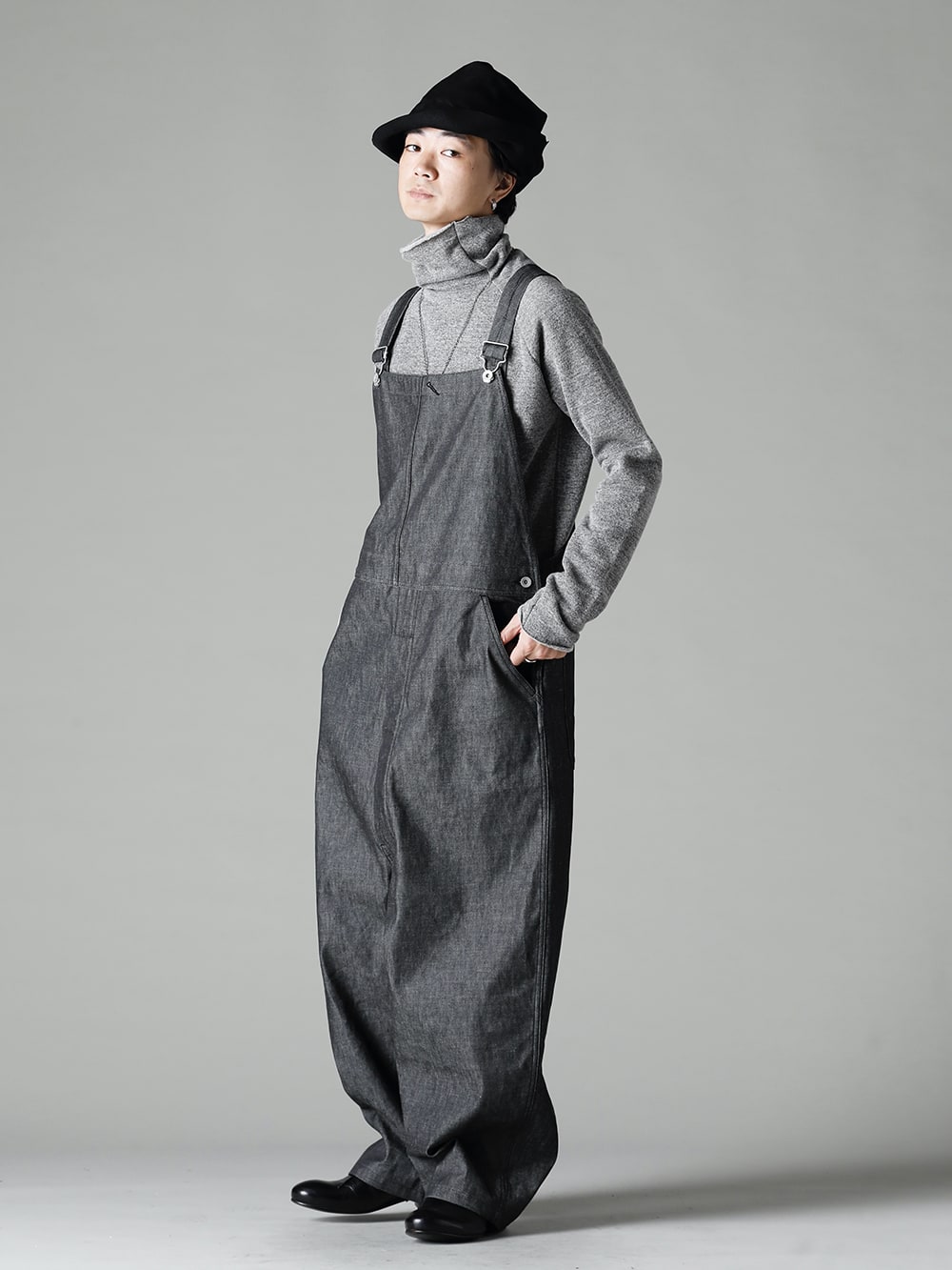 KLASICA(クラシカ) 22-23AW(秋冬) オールブラック or グレーミックス - 22C-78OVA-MB クロッチ オーバーオール - 10oz ブラック デニム TTC-wmpl-Grey-Beige イタリア マペル ウールニットボトルネック グレーベージュ RH-PK-006-Black イージリーバーン ラビット ファー フェルト ロング ハット ブラックEB Derby-W-Hidden-Laces-Kangaroo-Black W. ヒドゥン レース ダービーシューズ カンガルー ブラック 3-001