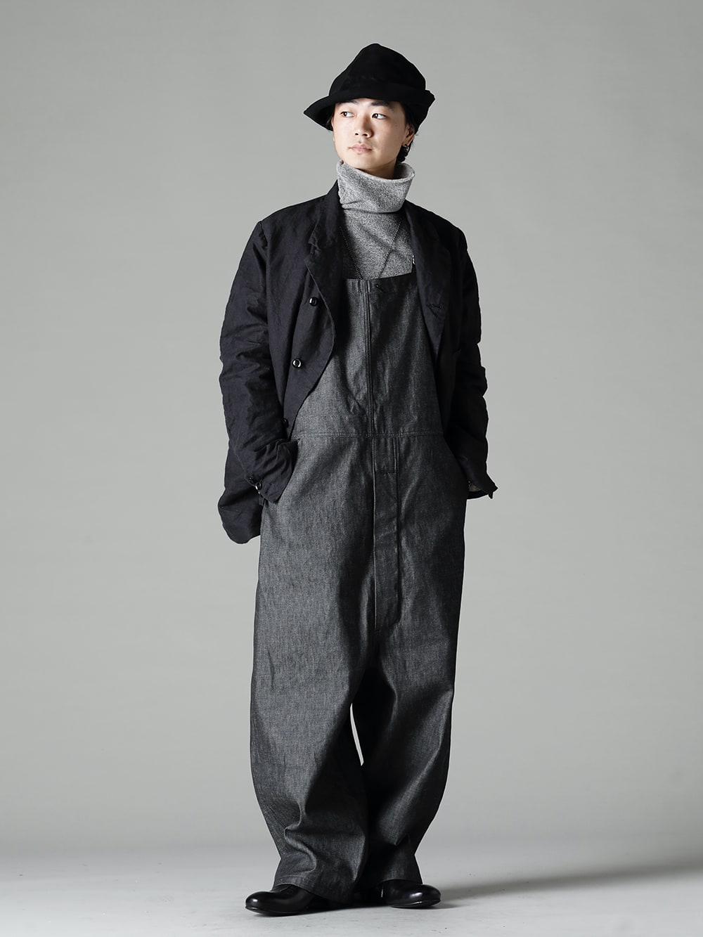 KLASICA(クラシカ) 22-23AW(秋冬) オールブラック or グレーミックス - 22C-78OVA-MB クロッチ オーバーオール - 10oz ブラック デニム TTC-wmpl-Grey-Beige イタリア マペル ウールニットボトルネック グレーベージュ RH-PK-006-Black イージリーバーン ラビット ファー フェルト ロング ハット ブラックEB Derby-W-Hidden-Laces-Kangaroo-Black W. ヒドゥン レース ダービーシューズ カンガルー ブラック 3-005