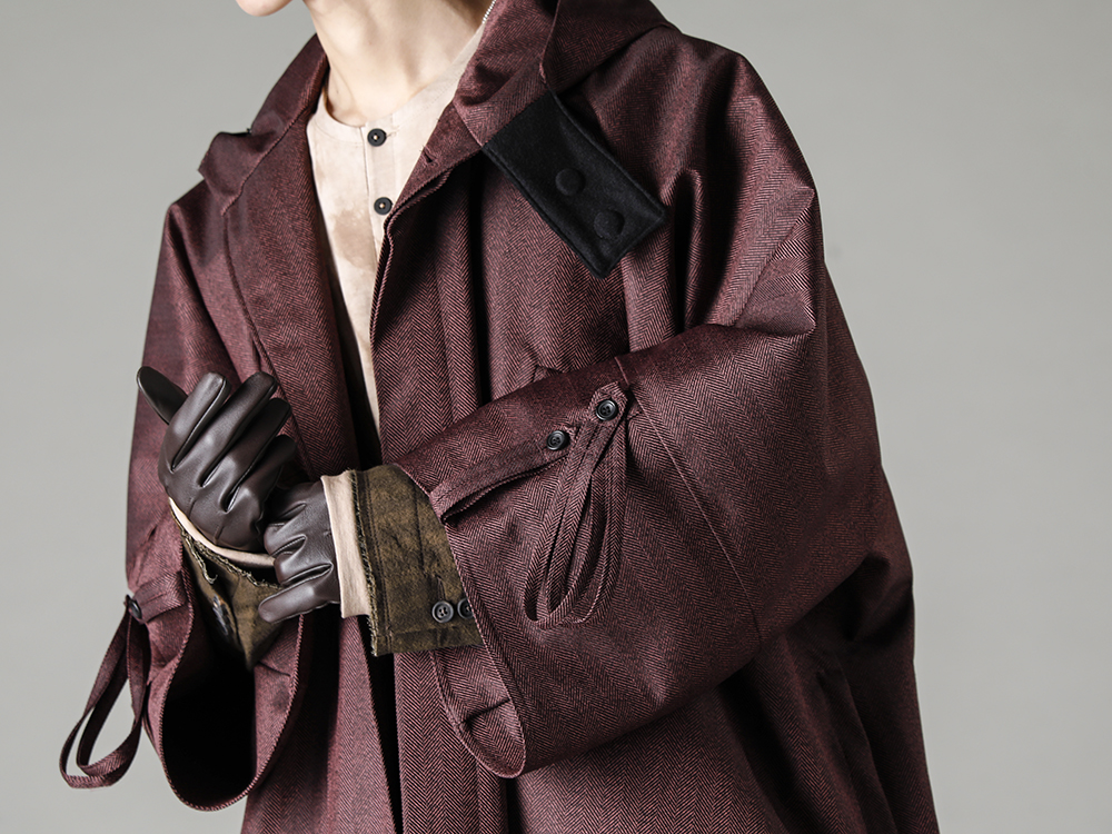 Norwegian Rain-Norwegian Rain 22-23AW (Fall/Winter) Coat and Leather Gloves for Both Business and Casual Use - Raincho-Unisex-Herringbone-Bordeaux-Raincho-Unisex-Bordeaux - 0M2230919- Ultra Lightweight 2-Button Blazer - 0M2230201-Iron-Coral-Asymmetric Long Sleeve Tee Iron Coral - 15-1100-Brown-Elton Unlined Touchscreen Leather Gloves Brown 2-001