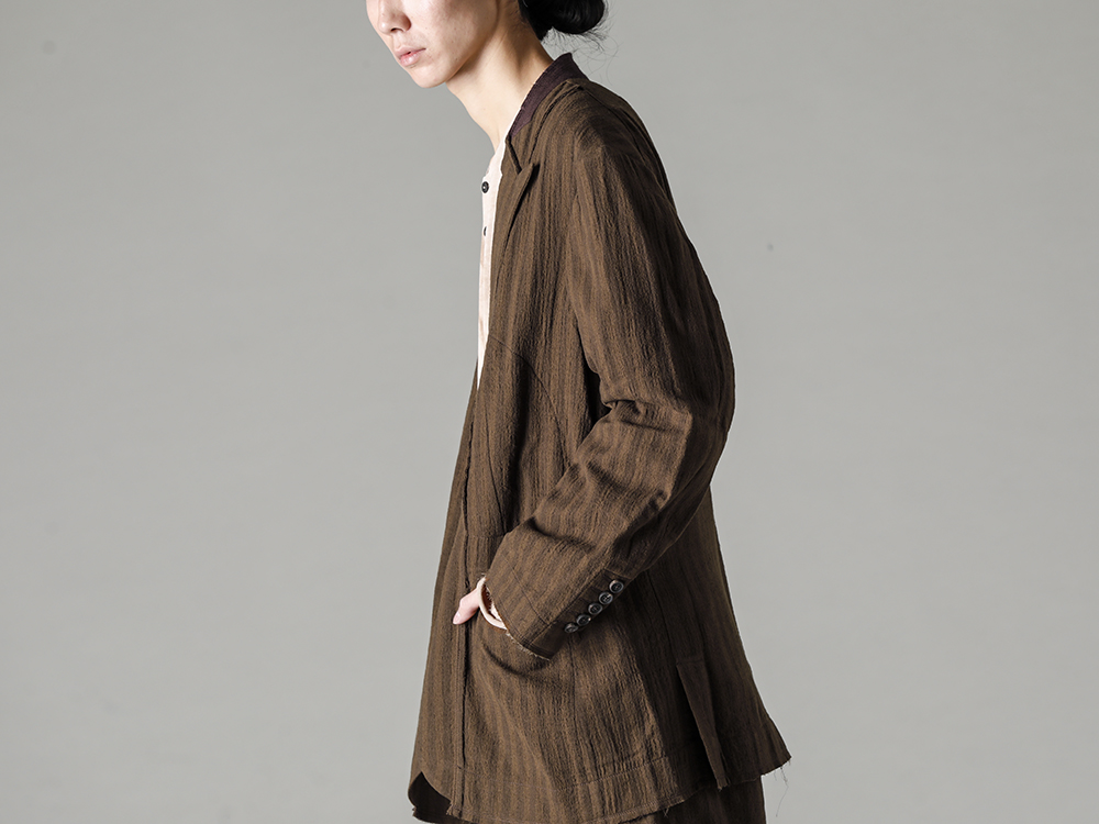 Norwegian Rain 22-23AW(Autumn/Winter) Wool jacket with unique tailoring like a spring/summer jacket - 0M2230919-Ultra lightweight 2 button blazer - 0M2230201-Iron-Coral-Asymmetric Long Sleeve Tee Iron-Coral 3-005