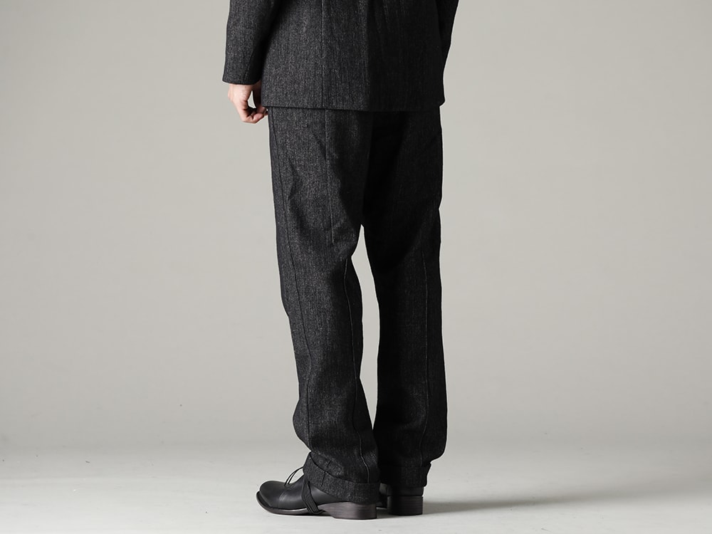 DEVOA(デヴォア) 22-23AW(秋冬)  クラシックな雰囲気を醸し出す王道のセットアップスタイル - PTN-SHK スケーター パンツ シェットランド ウール / リネン FW-CTN レザー シューズ GUIDI カーフ 1-002