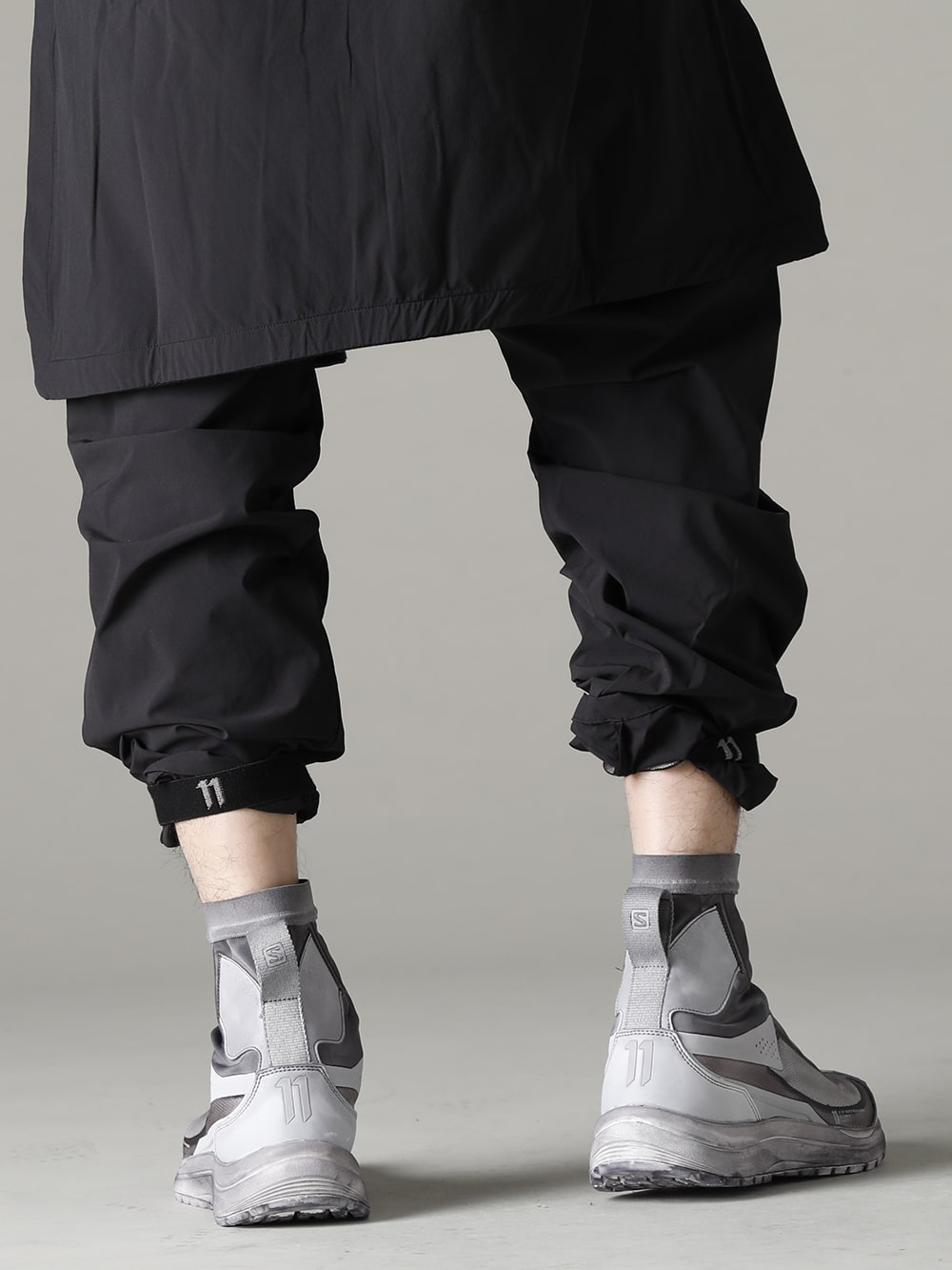 11 BY BORIS BIDJAN SABERI 22-23AW Roll-up and sneaker combination for an urban feel - P22-F1343-Black P22 F1343 Black BAMBA2-HIGH-11XS-WH-WH-WH-LIGHT-GREY BAMBA2 HIGH 11XS WH/WH/WH LIGHT GREY 3-003