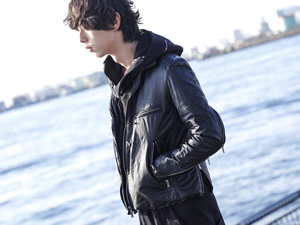 ザ ヴィリディアン / ディーハイゲン 2022-23AW - ブランドらしさを感じるディテールのオールインワン - VI-3504-06-Black(ゴートレザー ジャケット ブラック) ST107-0922A(ヘビーコットンジャージダブルジップフーデッド オールインワン) - 2-002