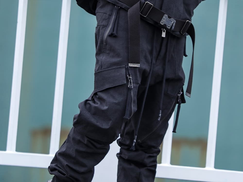 ディーハイゲン 2022-23AW - ミリタリースタイルをより楽しめるパンツやシューズ。 - ST107-0522A-BLACK(ディンプルワッシャーコットンストレッチリップストップカーゴジョグパンツ) - 3-004