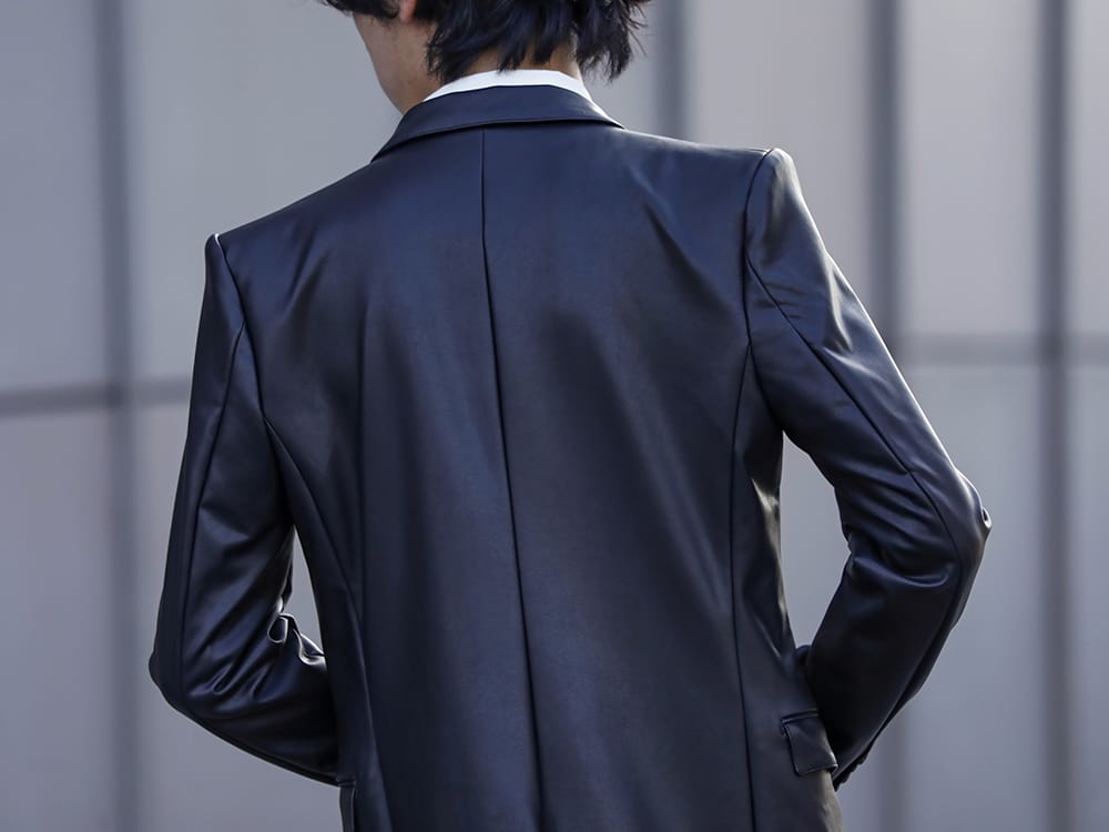 GalaabenD 2022-23AW - Long jacket with a texture similar to real leather - 87524205(4WAY Stretch ECO Leather Narrow Peaked Lapel Long Jacket) - 2-008