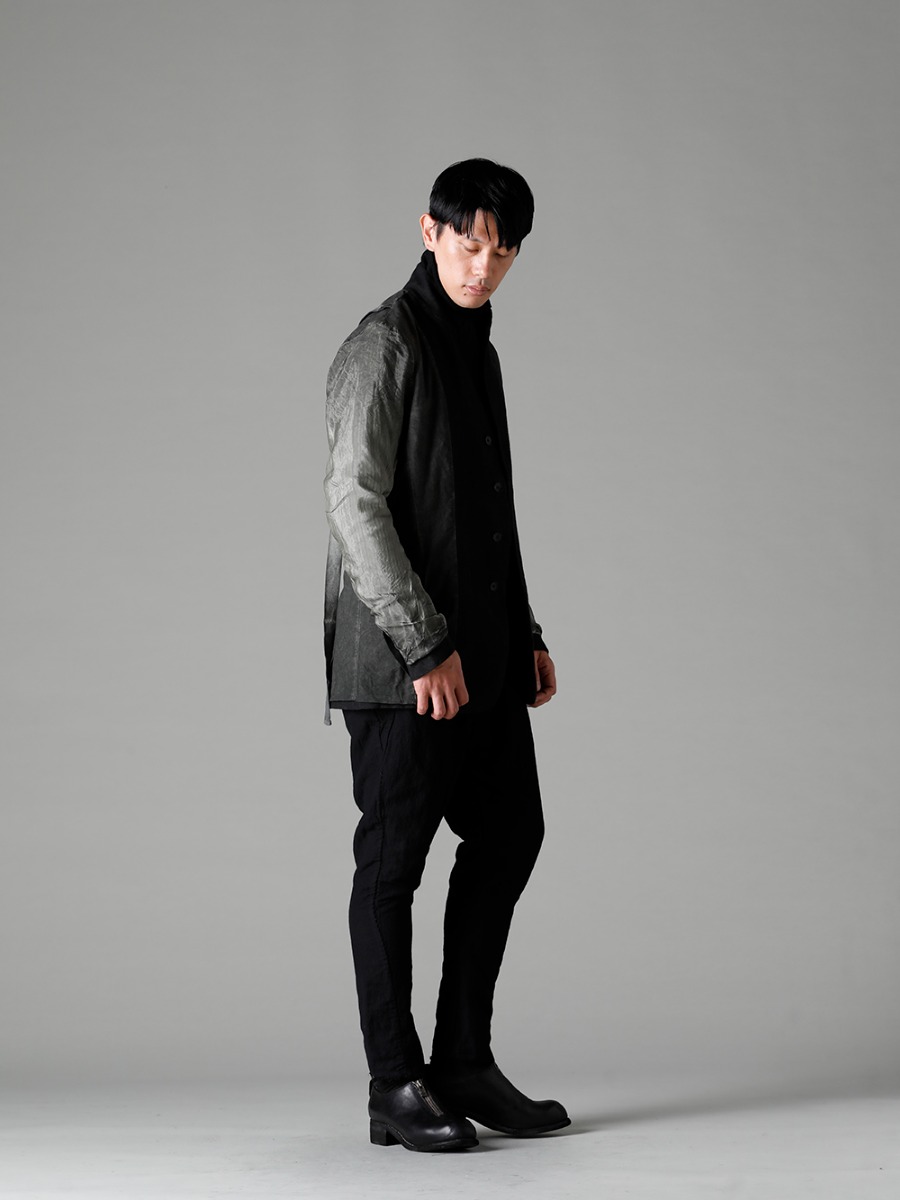 masnada 22-23AW The 4-B Peak Lapel Jacket with its expressive three-color gradient. - M2921 Reversible Jacket - TTW-wn Wool Bottle Neck Knit Black - M2913 Lined Baggy Pants - PL0FZ Orthopaedic Decollete Shoes Double Sole Horse Full Grain - PL0FZ 3-002