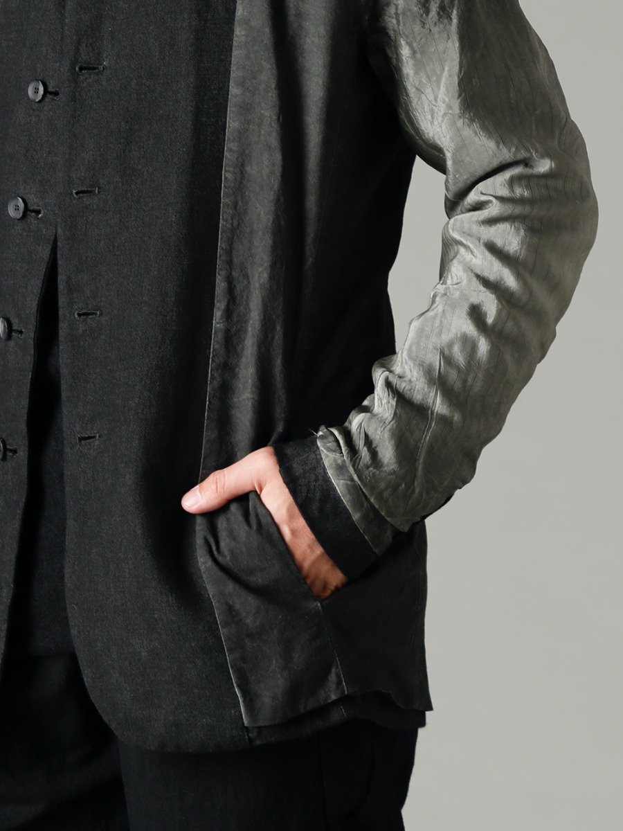 masnada 22-23AW The 4-B Peak Lapel Jacket with its expressive three-color gradient. - M2921 Reversible Jacket - TTW-wn Wool Bottle Neck Knit Black - M2913 Lined Baggy Pants - PL0FZ Orthopaedic Decollete Shoes Double Sole Horse Full Grain - PL0FZ 3-005