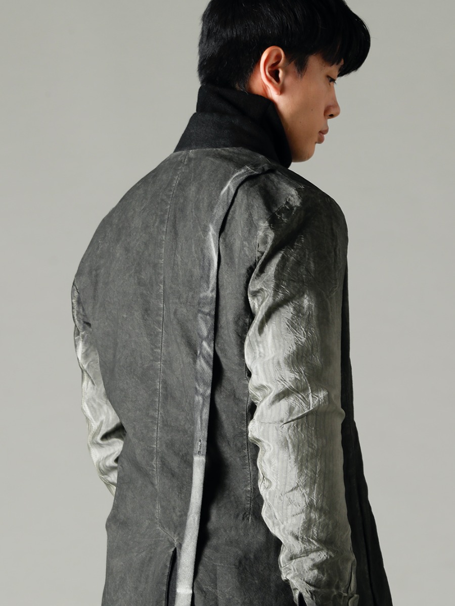 masnada 22-23AW The 4-B Peak Lapel Jacket with its expressive three-color gradient. - M2921 Reversible Jacket 3-005