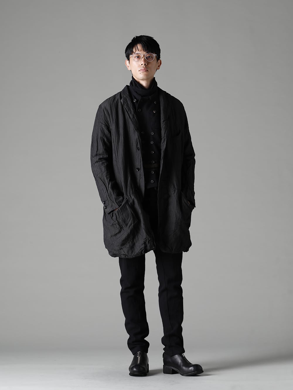 GARMENT REPRODUCTION OF WORKERS 22-23AW  Beautiful stripes in shades of gray - Arthur-Coat-Gray-Stripe Arthur Coat Gray Stripe - TTW-wn Wool Bottle Neck Knit Black - 0M2230103 Double Breasted Stripe Waistcoat - UP110-354B Contoured Pants 2.0 - PL0FZ Orthopaedic Decollete Shoes Double Sole Horse Full Grain - PL0FZ 1-003