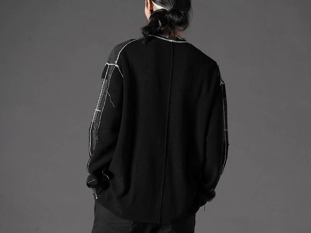 The Viridi-anne 22-23AW Knit outerwear that makes the most of softness and the silhouette's deftness  - VI-3529-07-Black Check P/O Knit Black  2-005