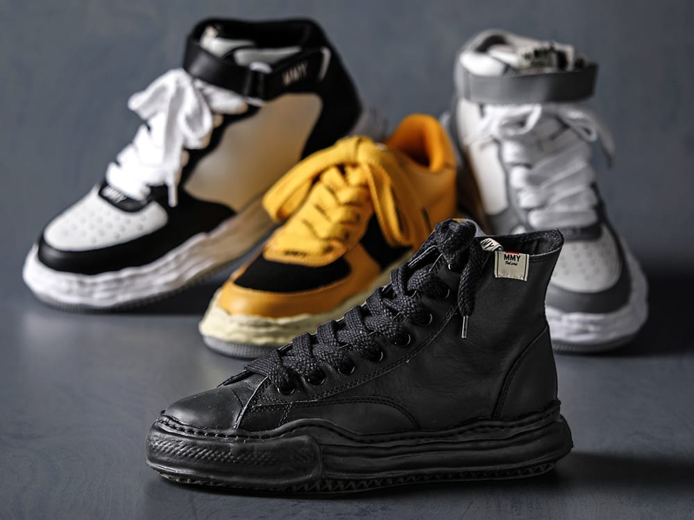 Maison MIHARAYASUHIRO 2022-23AW Peterson Leather High Top Sneakers x The Viridi-anne Layered Pants Style! VI-3519-04-Wool / Linen Combination Layered Pants - A06FW735-black-black-Original sole leather hi-top sneaker Black / Black 3-001