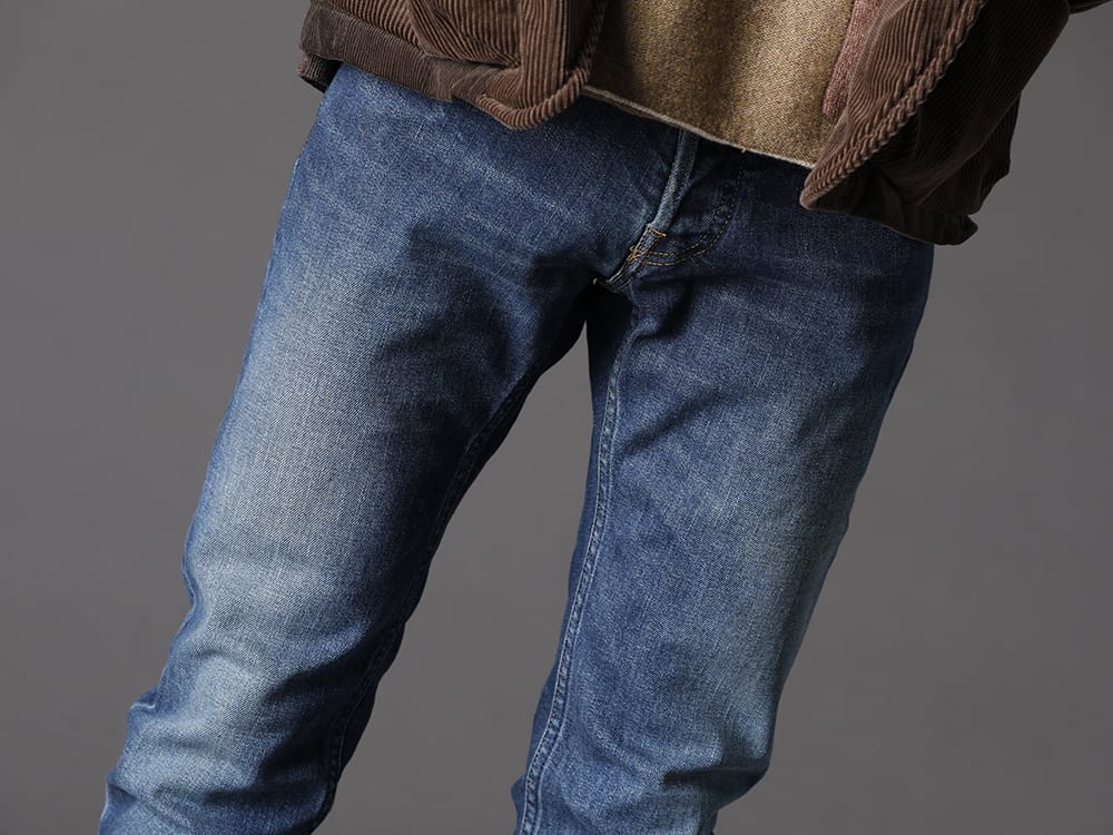 マインデニム 2022-23AW - カジュアルの王道、デニムパンツとブーツでカジュアル感をプラスα - FPK107NUD-USD(スーパースリム ストレート 5ポケット USED加工 USD) - 3-004