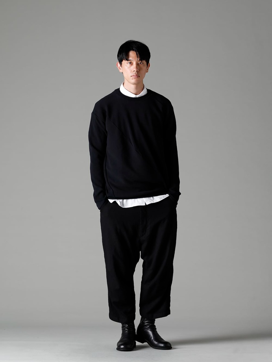 GARMENT REPRODUCTION OF WORKERS(ガーメント リプロダクション オブ ワーカース) 22-23AW(秋冬)  ニットソーは、ニット生地を縫製して仕立てた薄手のニットのようなアイテム - Quasimodo-Knit-Sew-Black カジモド ニット ソー ブラック - SH-035 シャツ トーマス メイソン - Arthur-Pants-Wool-Black アーサー パンツ ウール ブラック - 788Z_H バックジップブーツ ダブルソール - ホース フルグレイン レザー 1-003