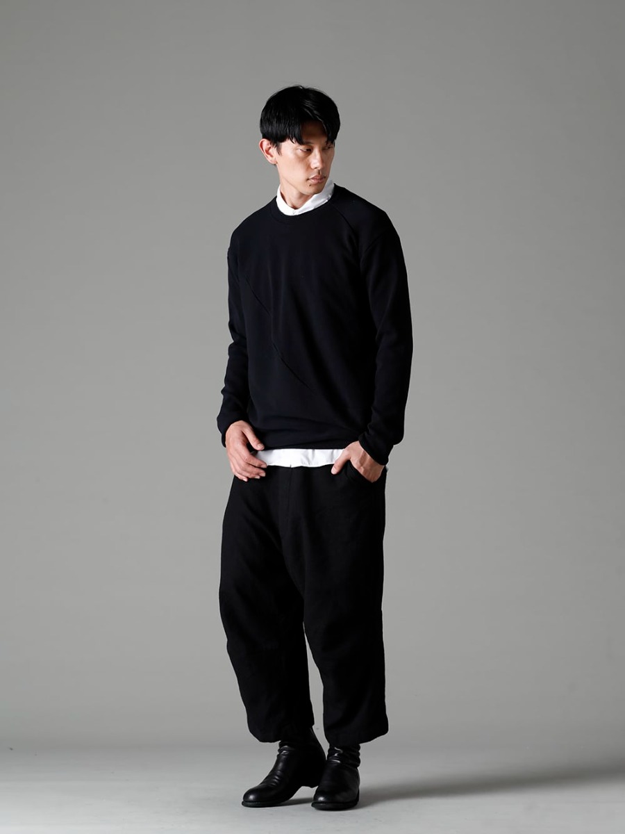 GARMENT REPRODUCTION OF WORKERS(ガーメント リプロダクション オブ ワーカース) 22-23AW(秋冬)  ニットソーは、ニット生地を縫製して仕立てた薄手のニットのようなアイテム - Quasimodo-Knit-Sew-Black カジモド ニット ソー ブラック - SH-035 シャツ トーマス メイソン - Arthur-Pants-Wool-Black アーサー パンツ ウール ブラック - 788Z_H バックジップブーツ ダブルソール - ホース フルグレイン レザー 1-003
