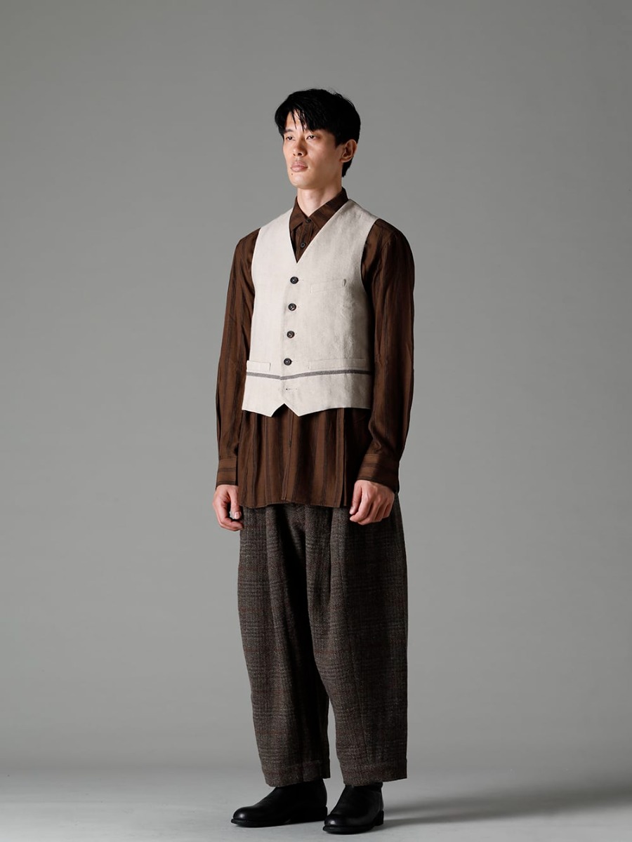 ZIGGY CHEN 22-23AW Standard yet unique single-breasted shirt  - 0M2230108 Wide Simple Waistcoat - 0M2230706 Front Slit Pocket Shirt - 0M2230532 Front Pleats Dropped Crotch Trousers - 788Z_H Back Zip Boots Double Sole - Horse Full Grain Leather 2-001