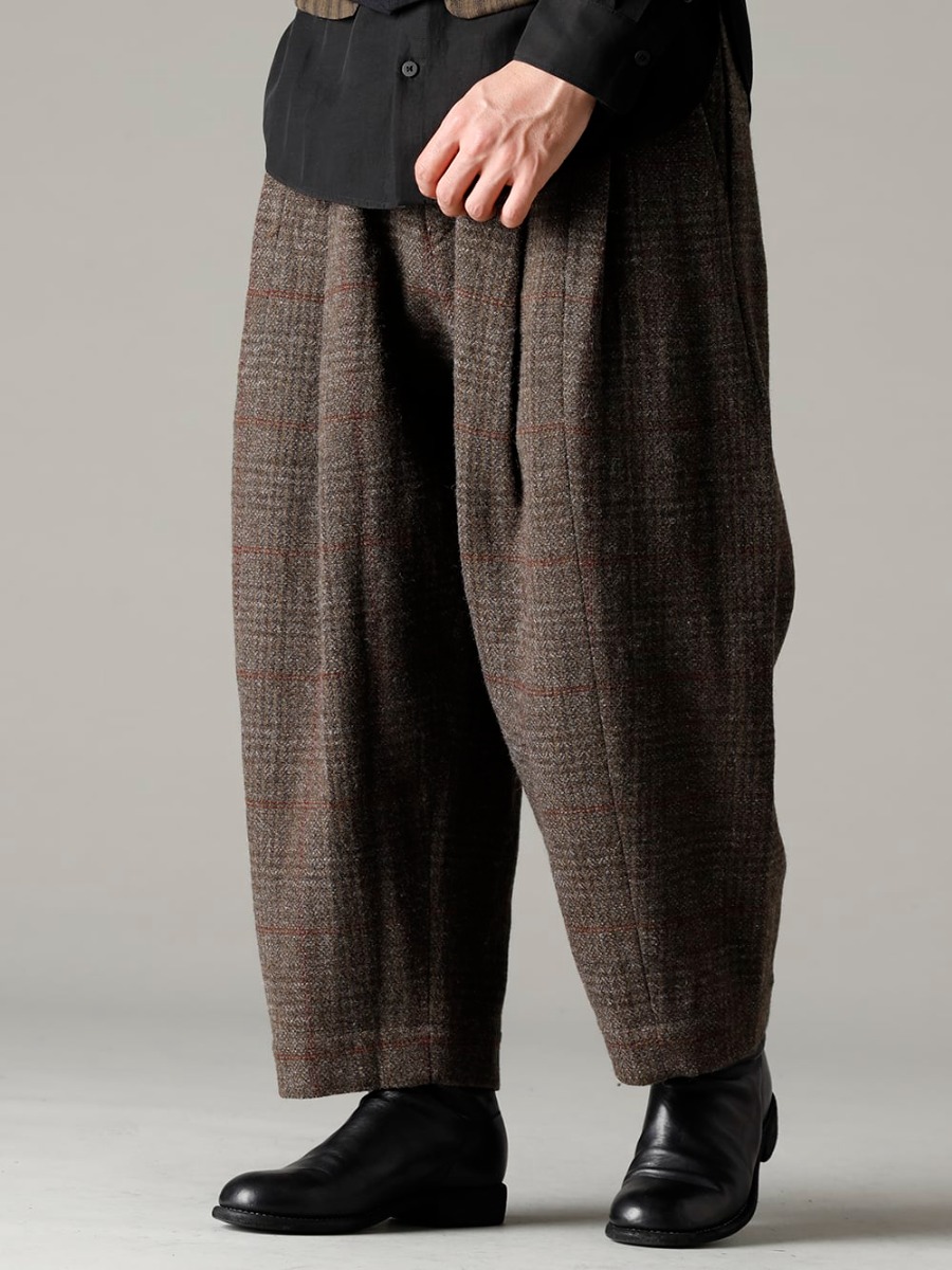 ZIGGY CHEN 22-23AW Coordinating items, each with their own characteristics - 0M2230532 Front Pleats Dropped Crotch Trousers - 788Z_H Back Zip Boots Double Sole - Horse Full Grain Leather 3-005