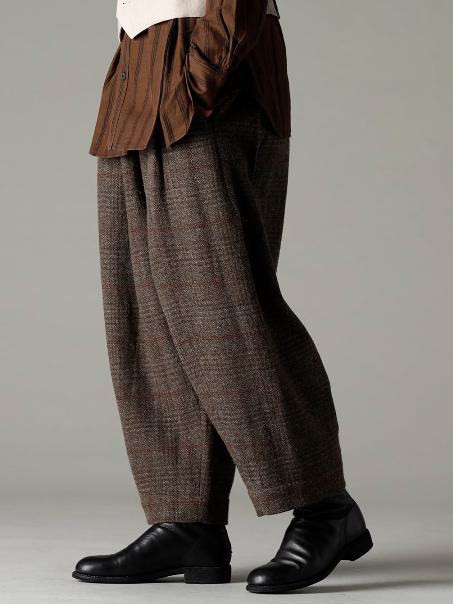 ZIGGY CHEN 22-23AW Coordinating items, each with their own characteristics - 0M2230532 Front Pleats Dropped Crotch Trousers - 788Z_H Back Zip Boots Double Sole - Horse Full Grain Leather 3-005